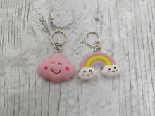 Load image into Gallery viewer, Cloud and Rainbow Stitch Marker / Progress Keeper Set