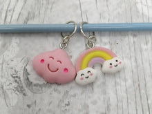 Load image into Gallery viewer, Cloud and Rainbow Stitch Marker / Progress Keeper Set