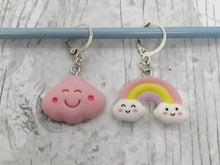 Load image into Gallery viewer, Cloud and Rainbow Stitch Marker / Progress Keeper Set