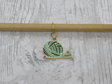 Load image into Gallery viewer, Green Yarn Ball Enamel Stitch Marker / Progress Keeper
