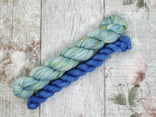 Load image into Gallery viewer, Deluxe Merino Nylon 4ply 50g in Seascape colourway with a coordinating mini