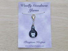 Load image into Gallery viewer, White cat in a lightbulb Stitch Marker / Progress Keeper
