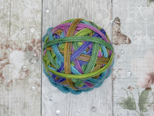 Load image into Gallery viewer, Silver Sparkle Self Striping Yarn in Autumn Rainbow colourway with a matching mini skein