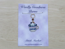 Load image into Gallery viewer, Sleepy cat in a teacup Stitch Marker / Progress Keeper