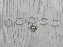 Load image into Gallery viewer, Bee and Honeycomb Stitch marker Set