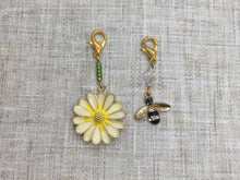 Load image into Gallery viewer, Bee and Yellow Flower Stitch Markers/Progress Keepers