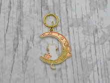 Load image into Gallery viewer, White Cat on the Moon Stitch Marker / Progress Keeper