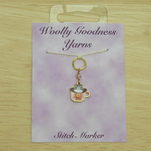 Load image into Gallery viewer, Tiny cat in a teacup Stitch Marker / Progress Keeper