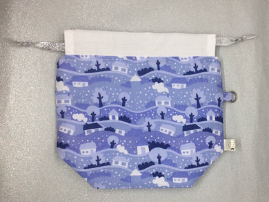 Winter Village Draw String Project Bag