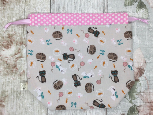 Cat and Mouse Draw String Project Bag