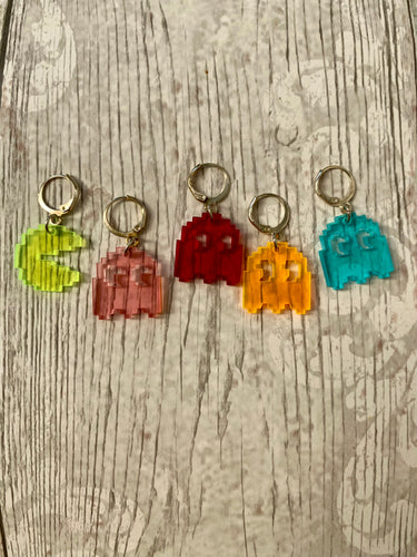 Pac-Man and Ghosts Stitch Marker / Progress Keeper Set