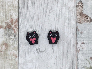 Black Cat with Heart Needle Stoppers