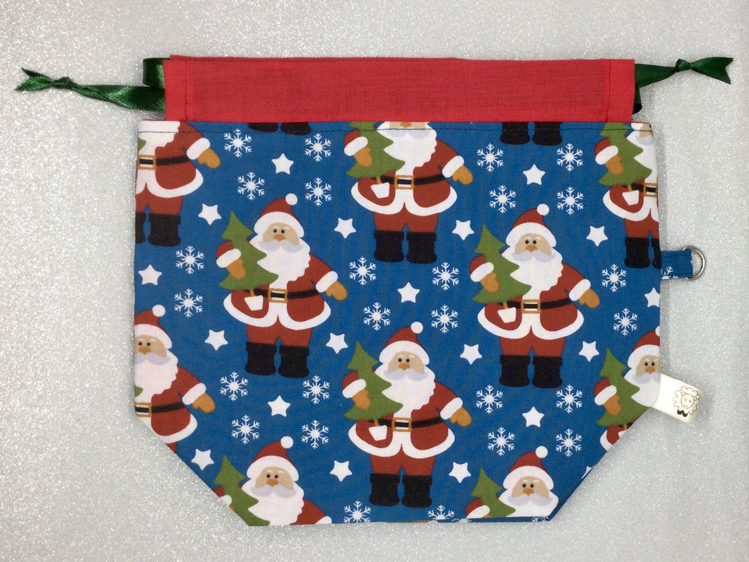 Santa with Xmas Tree Draw String Project Bag