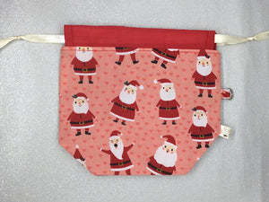 Santa and Hearts Draw String Project Bag