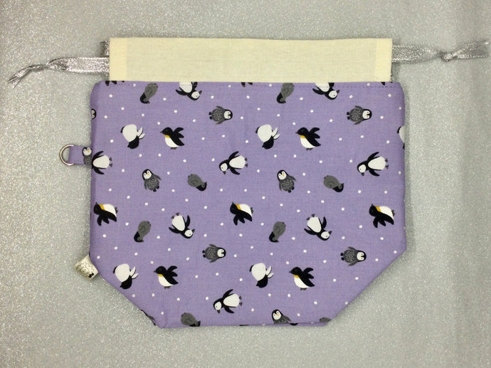 Cute Penguin Draw String Project Bag