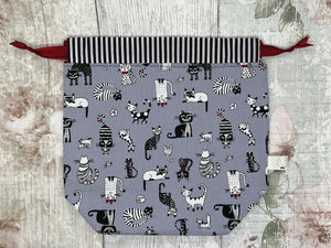 Black and white Cats Draw String Project Bag