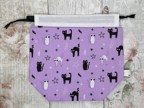 Spooky Cats Draw String Project Bag