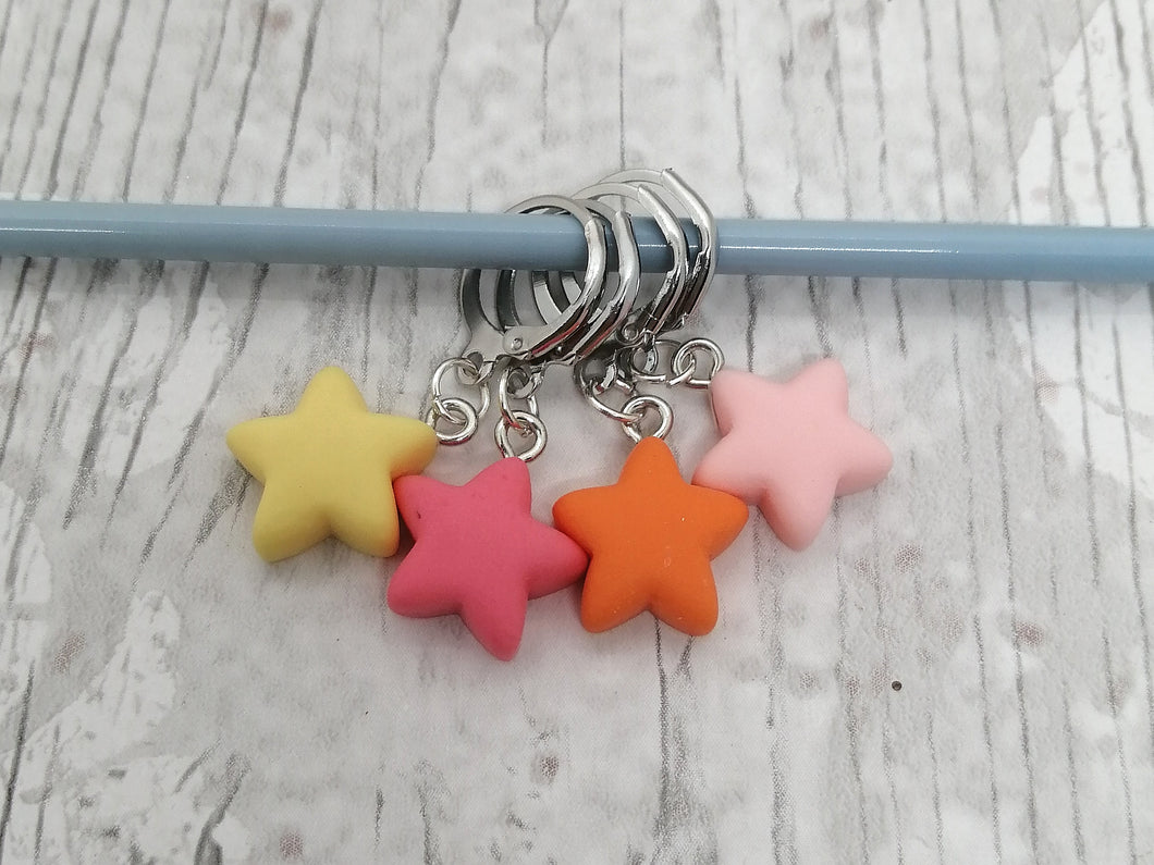 Four Stars Stitch Marker / Progress Keeper Set