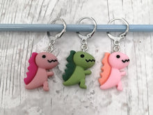 Load image into Gallery viewer, Trio of Dinosaurs Stitch Marker / Progress Keeper Set