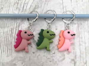 Trio of Dinosaurs Stitch Marker / Progress Keeper Set