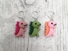 Load image into Gallery viewer, Trio of Dinosaurs Stitch Marker / Progress Keeper Set