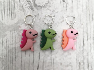 Trio of Dinosaurs Stitch Marker / Progress Keeper Set