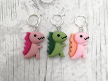 Load image into Gallery viewer, Trio of Dinosaurs Stitch Marker / Progress Keeper Set