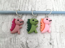 Load image into Gallery viewer, Trio of Dinosaurs Stitch Marker / Progress Keeper Set