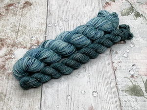 Silver Sparkle 4ply 50g in the In The Deep colourway with a coordinating mini skein