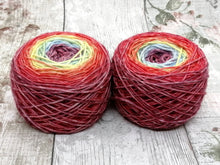 Load image into Gallery viewer, Silver Sparkle 4ply 50g in Rainbow Gradient colourway - Deeper Rainbow