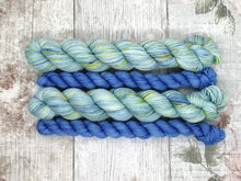 Load image into Gallery viewer, Deluxe Merino Nylon 4ply 50g in Seascape colourway with a coordinating mini