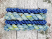 Load image into Gallery viewer, Silver Sparkle 4ply 50g in Seascape colourway with a coordinating mini