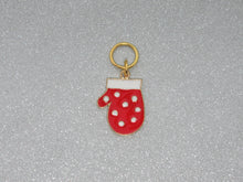 Load image into Gallery viewer, Red Mitten with White Spots Stitch Marker / Progress Keeper