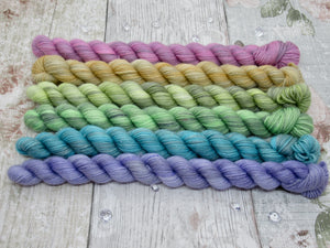 Silver Sparkle mini skein set in Autumn Rainbow colours