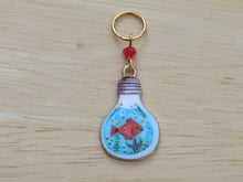 Load image into Gallery viewer, Goldfish in a lightbulb Stitch Marker / Progress Keeper