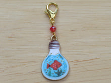 Load image into Gallery viewer, Goldfish in a lightbulb Stitch Marker / Progress Keeper