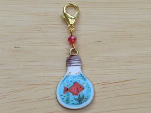 Goldfish in a lightbulb Stitch Marker / Progress Keeper