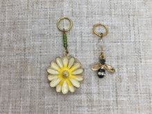 Load image into Gallery viewer, Bee and Yellow Flower Stitch Markers/Progress Keepers