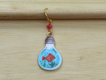 Load image into Gallery viewer, Goldfish in a lightbulb Stitch Marker / Progress Keeper