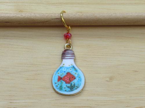 Goldfish in a lightbulb Stitch Marker / Progress Keeper