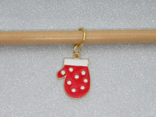 Load image into Gallery viewer, Red Mitten with White Spots Stitch Marker / Progress Keeper