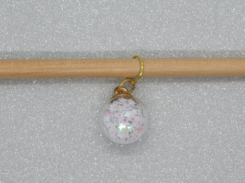 Gold and White Star filled Bauble Stitch Marker / Progress Keeper