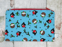 Load image into Gallery viewer, Christmas Robin and Christmas Pudding Notions Pouch