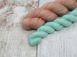 Deluxe Merino Nylon 4ply 50g in OOAK colourway with a coordinating 20g mini