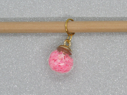 Pink Star filled Bauble Stitch Marker / Progress Keeper