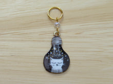 Load image into Gallery viewer, White cat in a lightbulb Stitch Marker / Progress Keeper