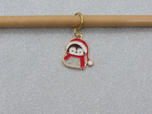 Load image into Gallery viewer, Penguin in a Santa Hat Stitch Marker / Progress Keeper