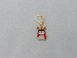 Penguin in Reindeer Antlers Stitch Marker / Progress Keeper