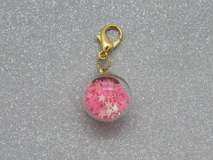 Pink Star filled Bauble Stitch Marker / Progress Keeper