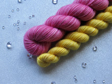 Load image into Gallery viewer, Silver Sparkle 4ply 50g in Christmas In July colourway Deep Pink with a mini skein in Gold